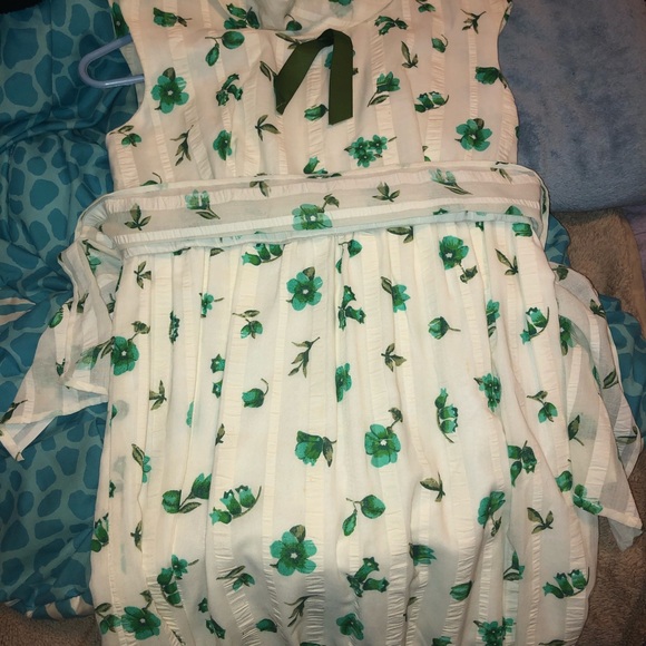 HP!!🥰💕❤️🔥Vintage 50s/60s White Green Cowl Neck Dress NWOT - Picture 6 of 13